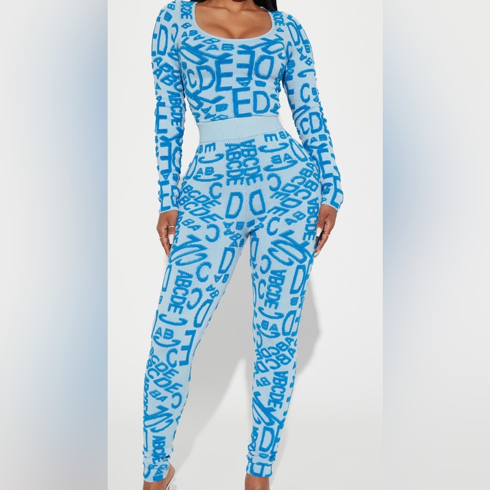 Letters all over sweater pant set